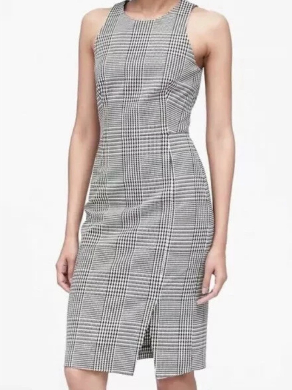 Banana Republic NWT Gray Glen Plaid Bi-Stretch
Racer-Neck Sheath Dress Size 6P